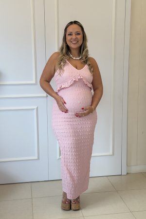 Vestido Gestante Alcinha Lila Rosa