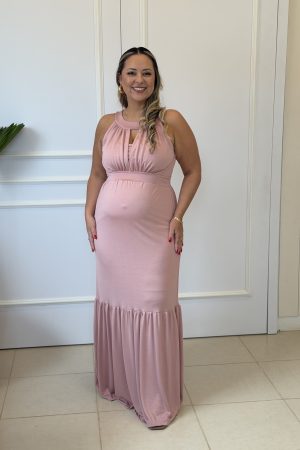 Vestido Gestante Longo Aurora Rose