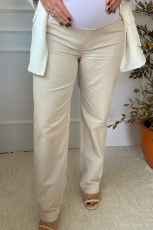 Calça Gestante Wide Leg Irlanda Marfim