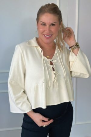 Blusa Gestante Tricô Com Amarração Jasmine Off