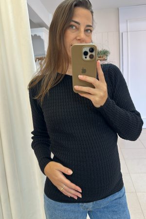 Blusa Gestante Trico Livia Preta
